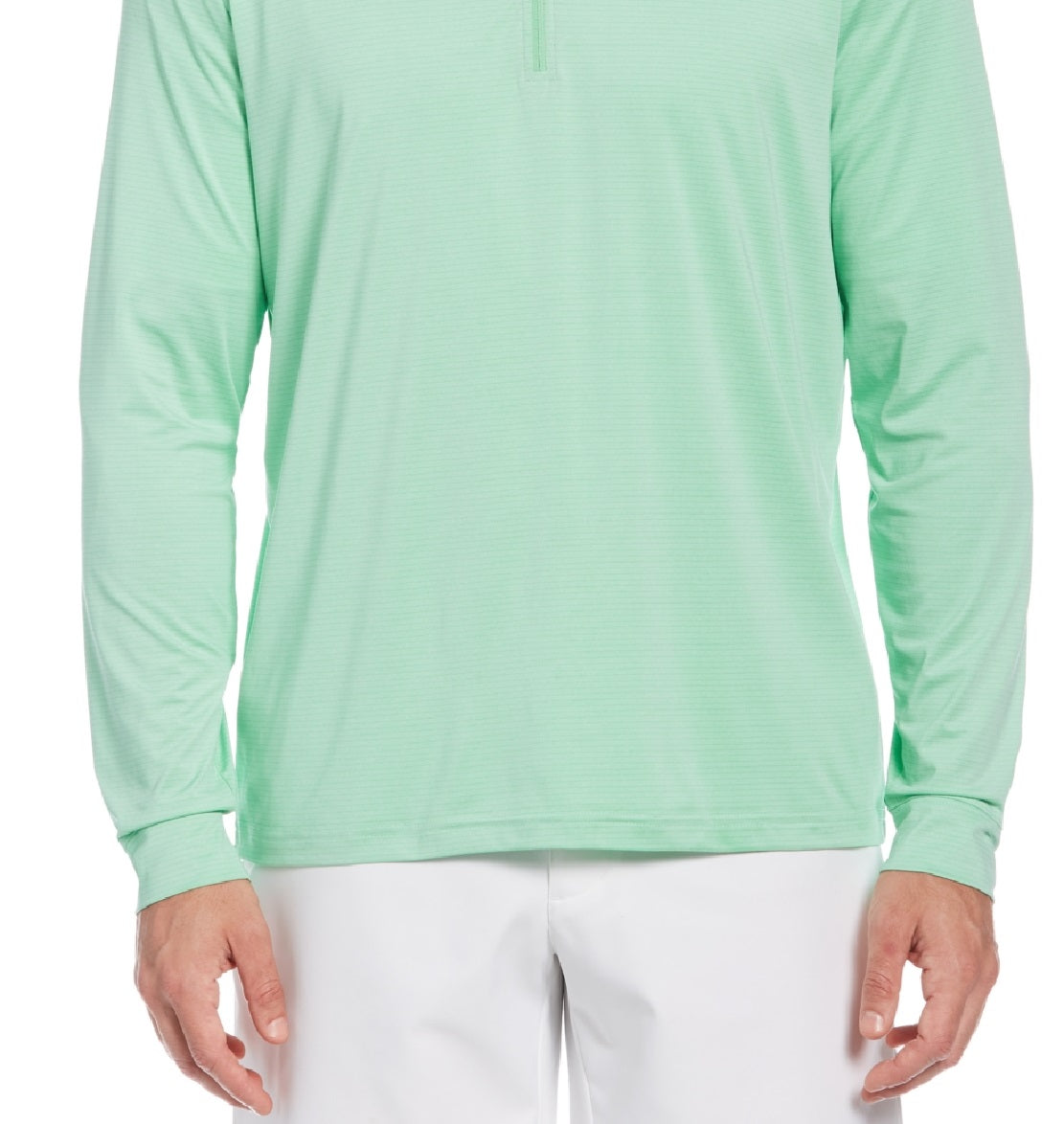 PGA Tour Men's Sun Shade Stretch Quarter Zip Golf Striped Pullover Green Size Medium