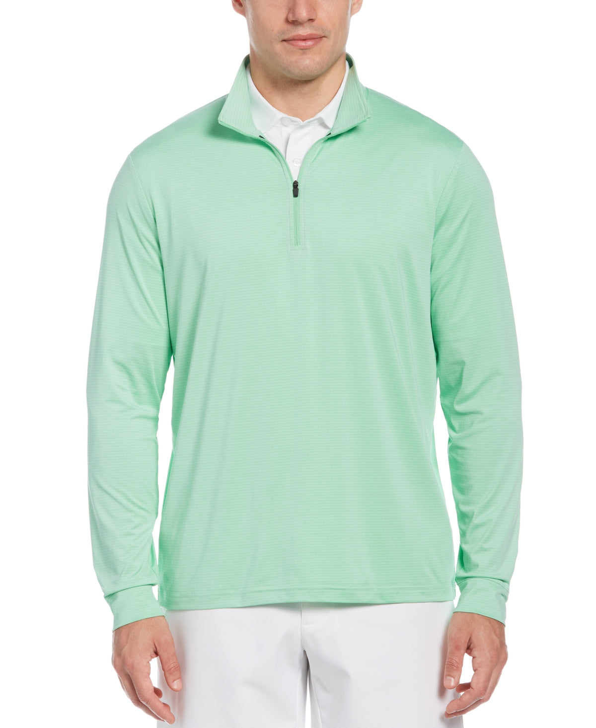PGA Tour Men's Sun Shade Stretch Quarter Zip Golf Striped Pullover Green Size Large