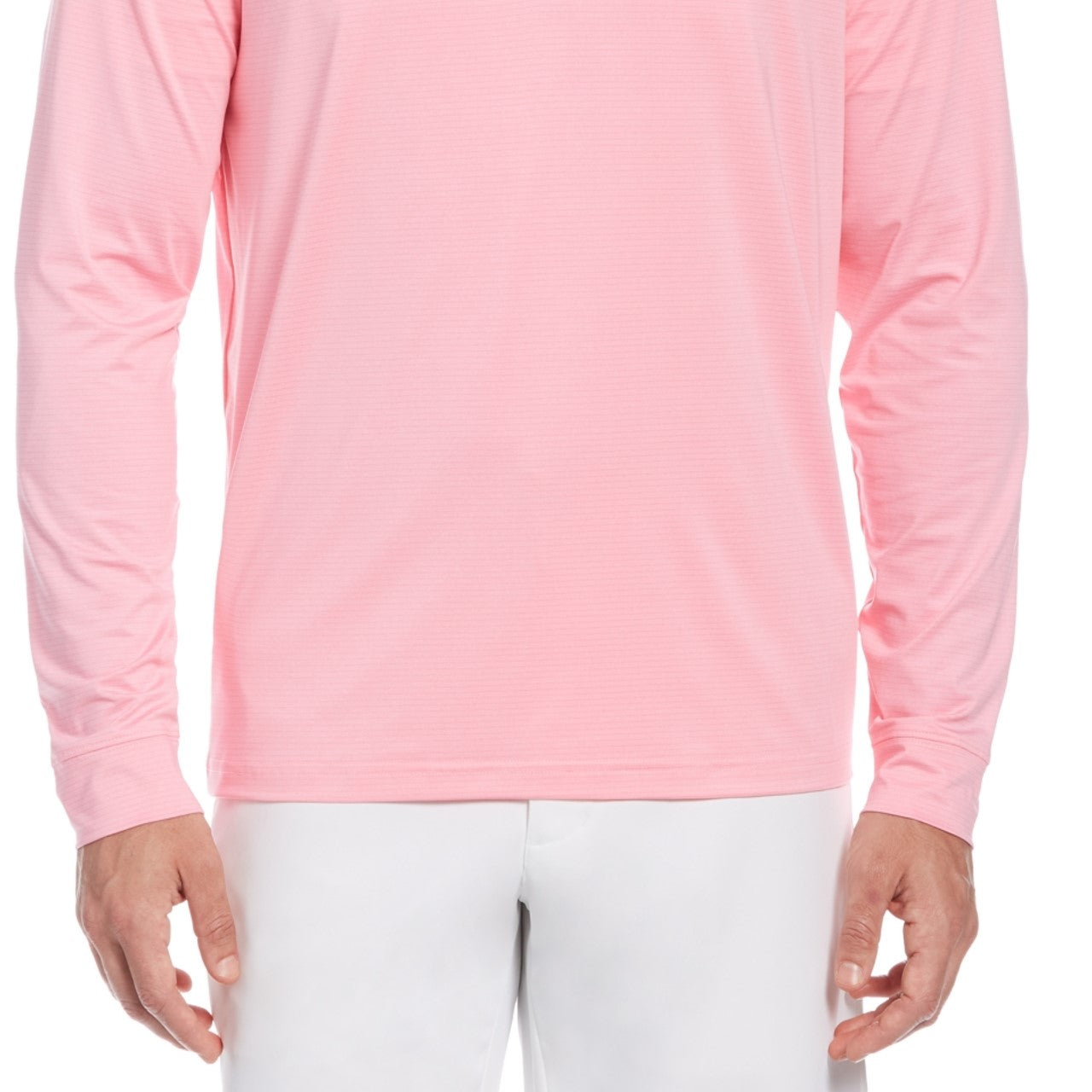 Pga Tour Men's Sun Shade Stretch Quarter-Zip Golf Striped Pullover Pink Size L