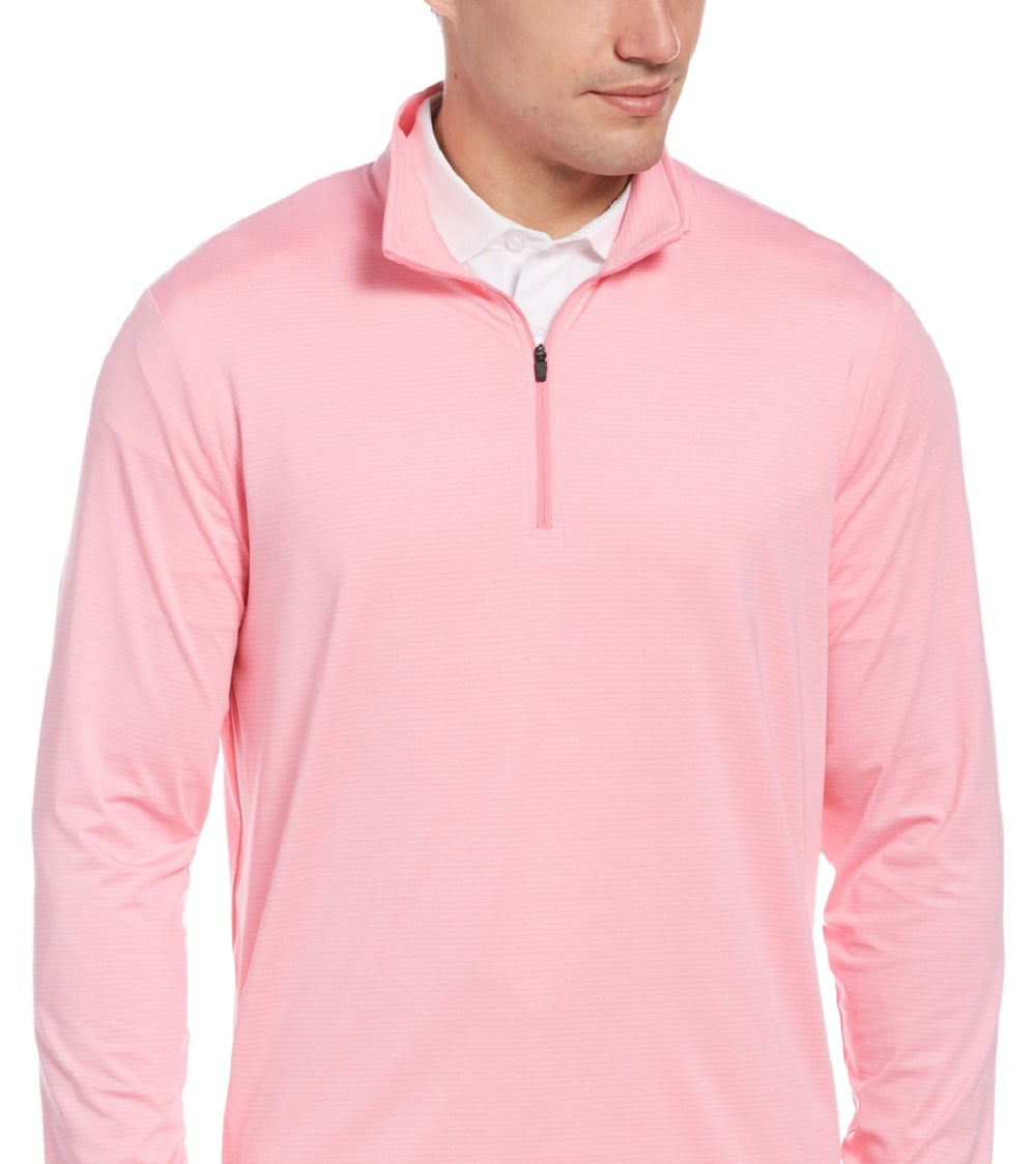 PGA Tour Men's Sun Shade Stretch Quarter Zip Golf Striped Pullover Pink Size X-Large