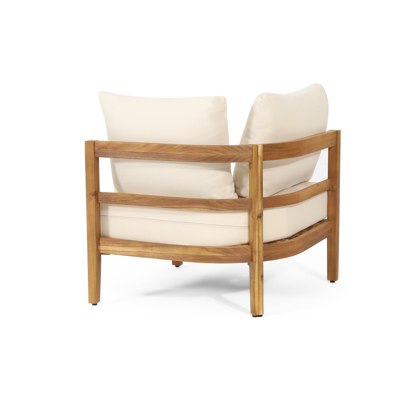 Crowne 4-Pcs Sofa Conversation Set with Beige Cushion, Teak