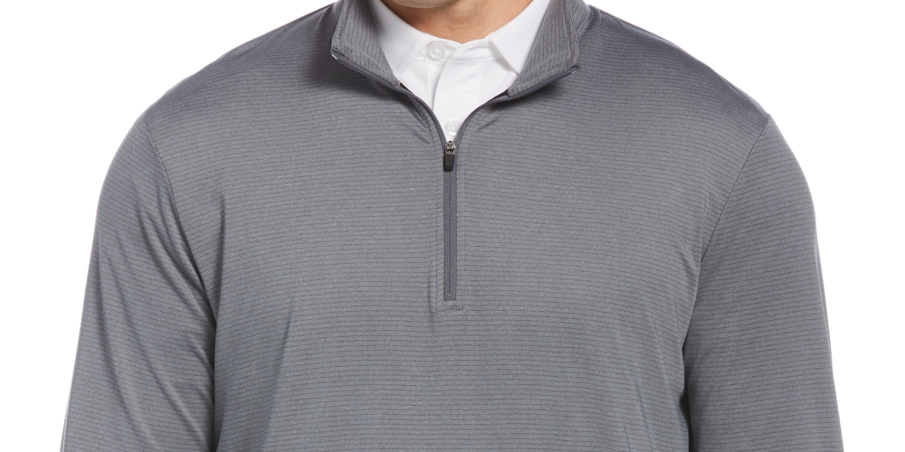 PGA Tour Men's Sun Shade Stretch Quarter Zip Golf Striped Pullover Grey Size XX-Large