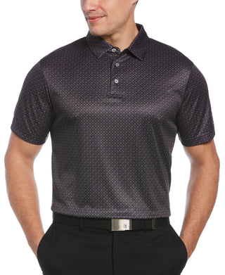 PGA Tour Men's Athletic Fit Watercolor Geo Print Performance Golf Polo Shirt Black Size Large