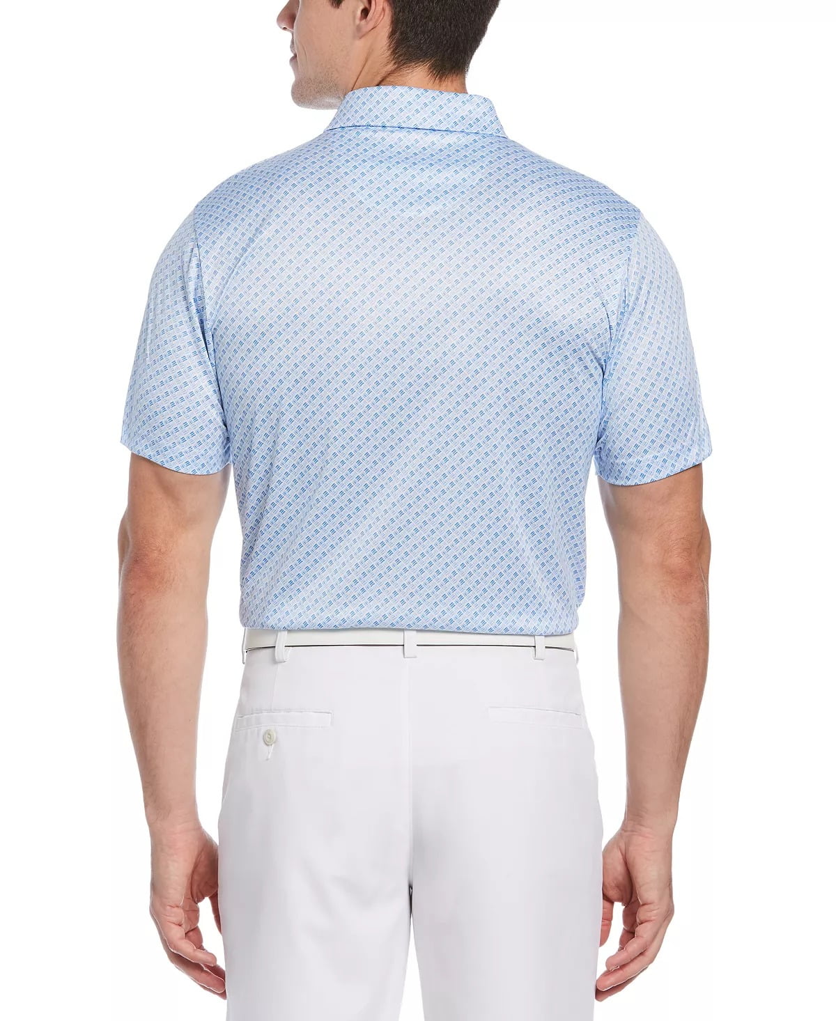 PGA Tour Men's Athletic Fit Geo Print Golf Polo Shirt White Size Small