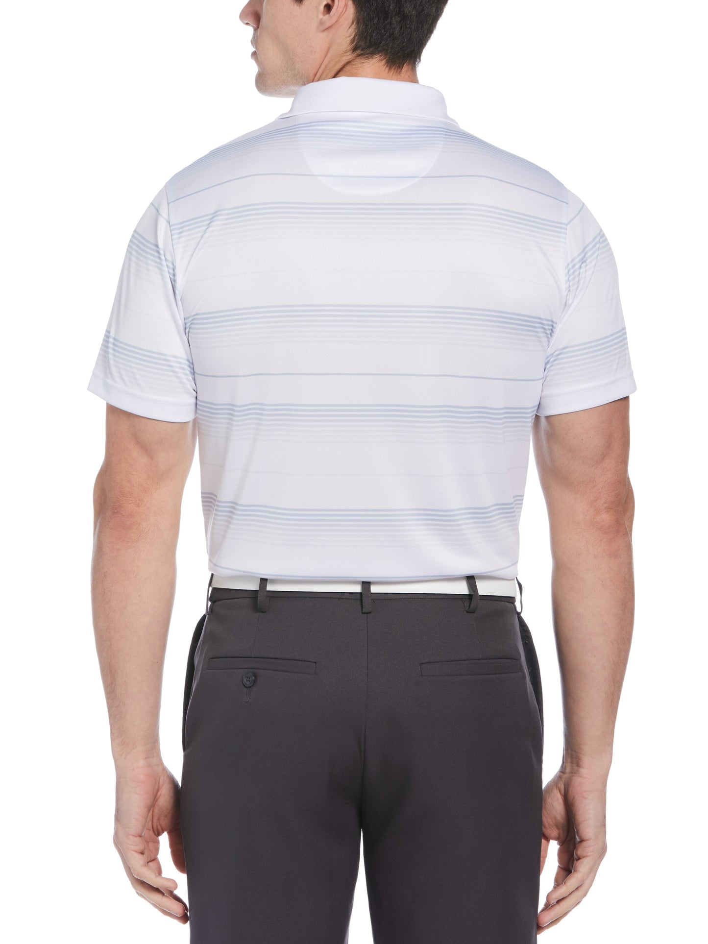 PGA Tour Men's Athletic Fit Ombre Performance Polo Shirt White Size Small