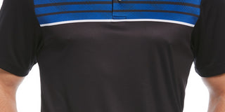 PGA Tour Men's Athletic Fit Geo Stripe Print Performance Golf Polo Shirt Black Size Small