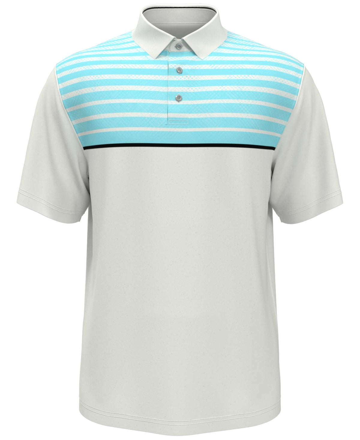 PGA Tour Men's Athletic Fit Geo Stripe Print Performance Golf Polo Shirt White Size X-Large
