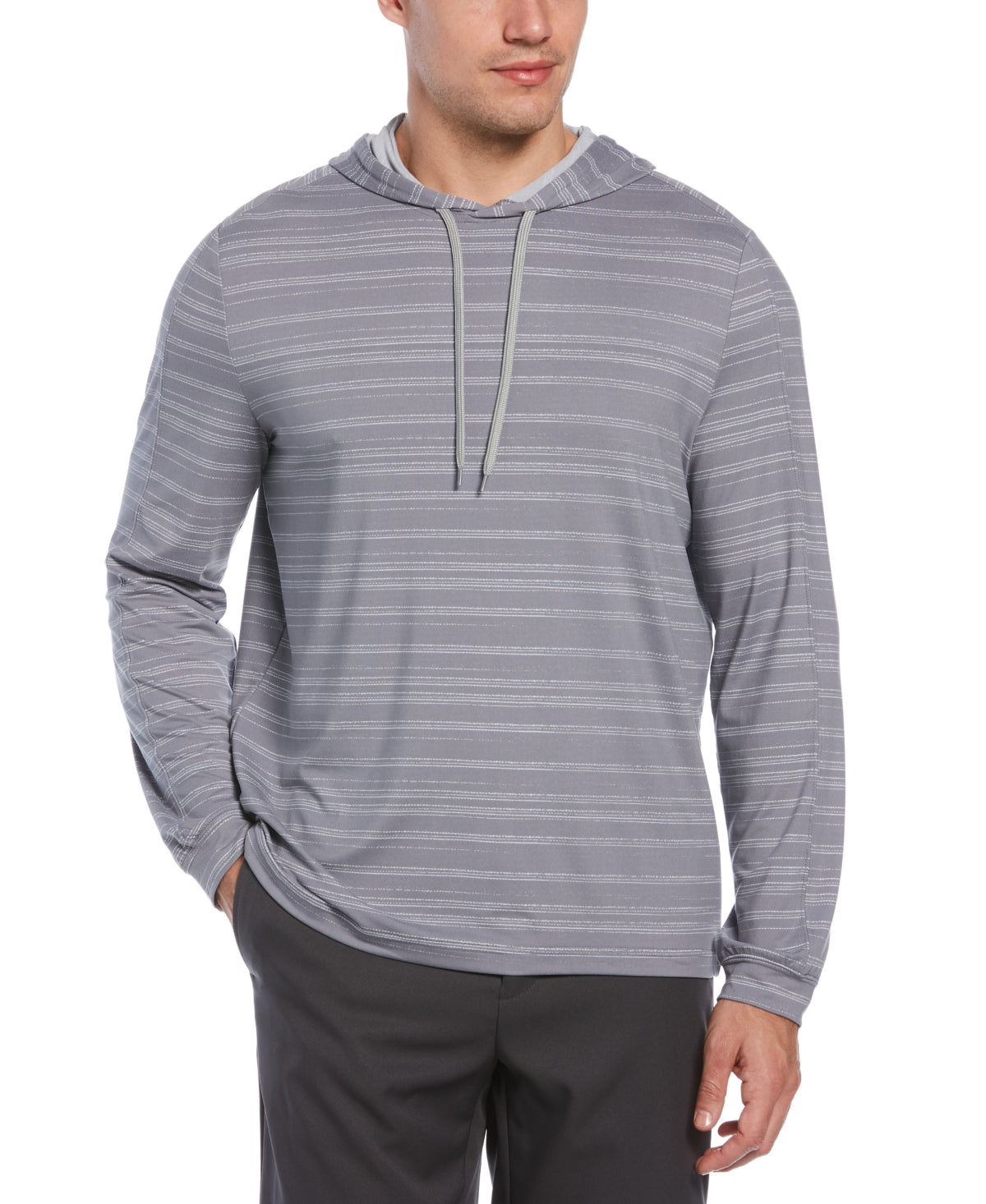 PGA Tour Men's Textured Stripe Performance Golf Hoodie Gray Size Small