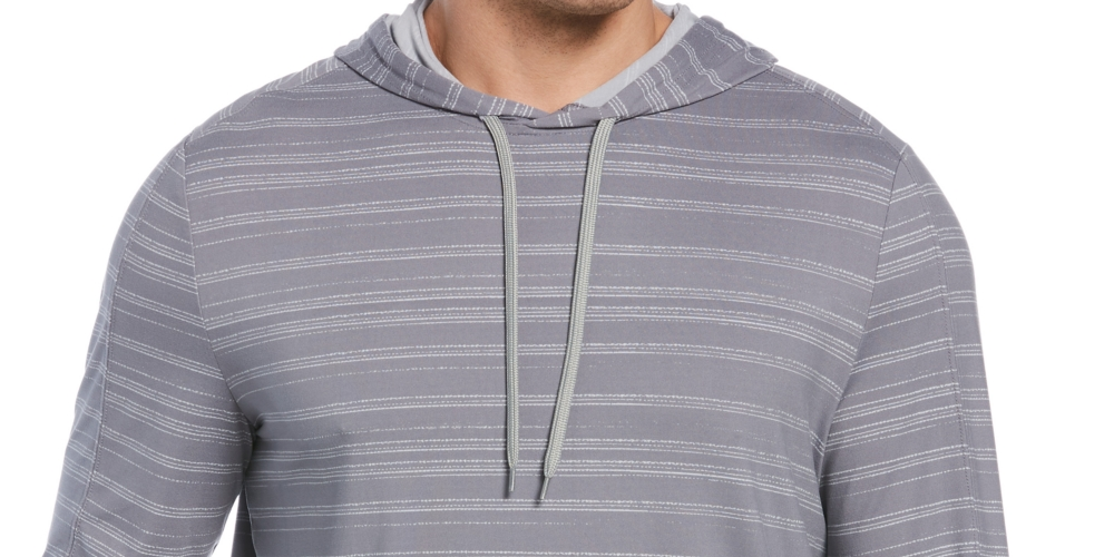PGA Tour Men's Textured Stripe Performance Golf Hoodie Gray Size Small