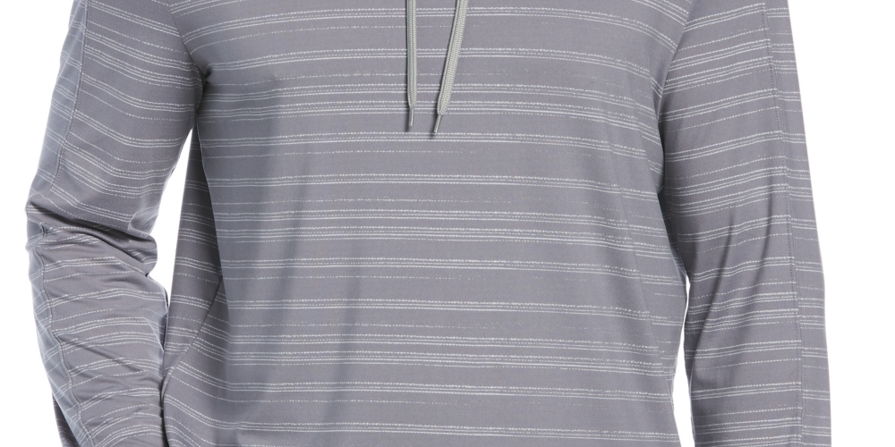 PGA Tour Men's Textured Stripe Performance Golf Hoodie Gray Size Small