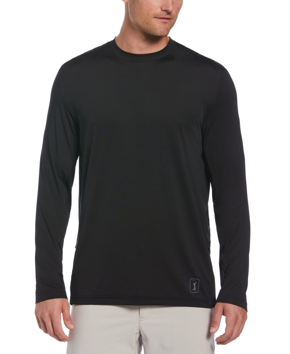 PGA Tour Men's Mixed Media Sun Protection Golf Shirt Black Size Small