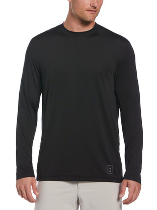 PGA Tour Men's Mixed Media Sun Protection Golf Shirt Black Size X-Large