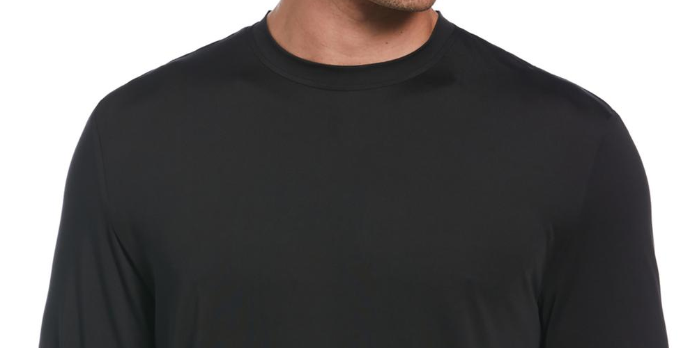 PGA Tour Men's Mixed Media Sun Protection Golf Shirt Black Size X-Large