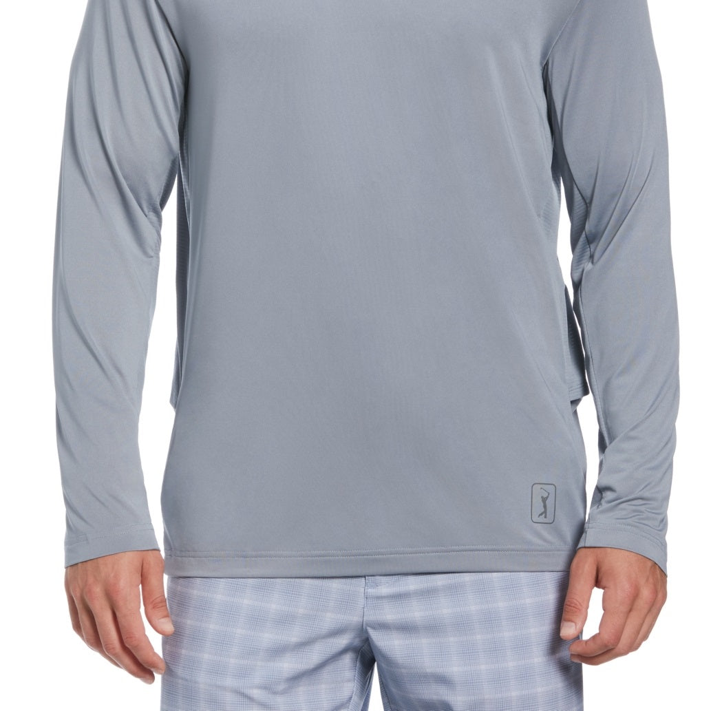 PGA Tour Men's Mixed Media Sun Protection Golf Shirt Gray Size X-Large