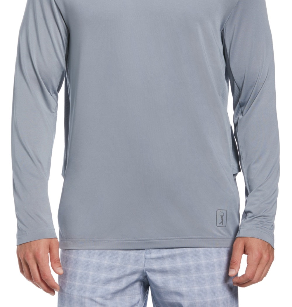 PGA Tour Men's Mixed Media Sun Protection Golf Shirt Gray Size XX-Large