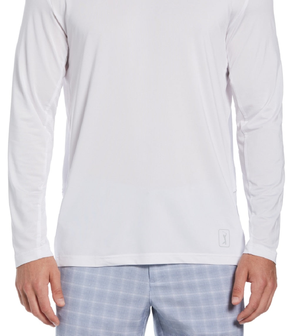 PGA Tour Men's Mixed Media Sun Protection Golf Shirt White Size Medium