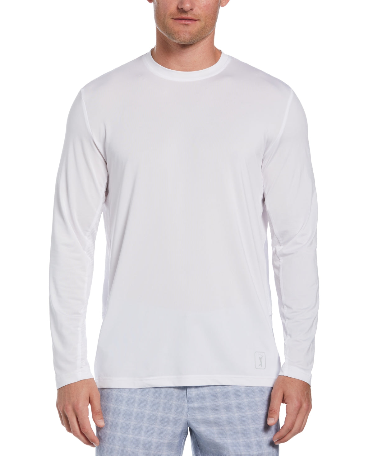 PGA Tour Men's Mixed Media Sun Protection Golf Shirt White Size Medium