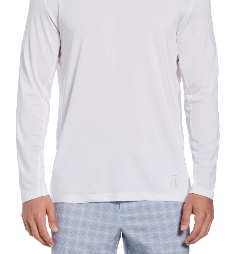 PGA Tour Men's Mixed Media Sun Protection Golf Shirt White Size Large