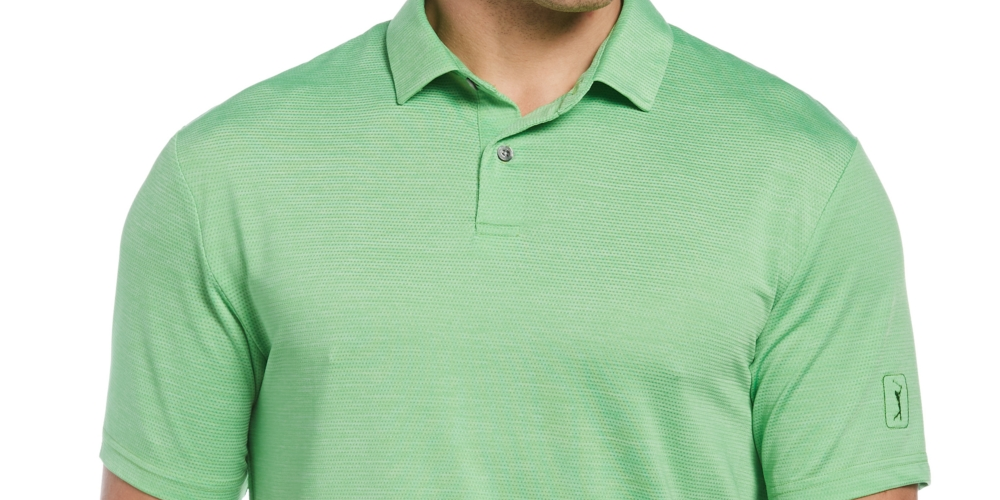 PGA Tour Men's Space Dye Texture Golf Polo Shirt Green Size Large