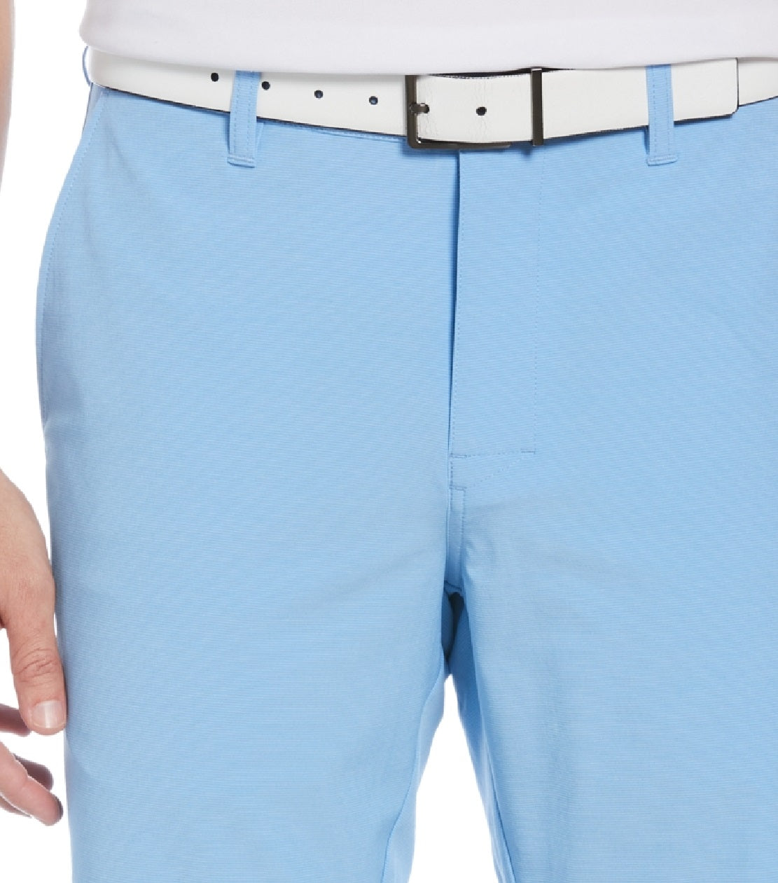 PGA Tour Men's Stretch Flat Front Horizontal Textured Golf Shorts Blue Size 34