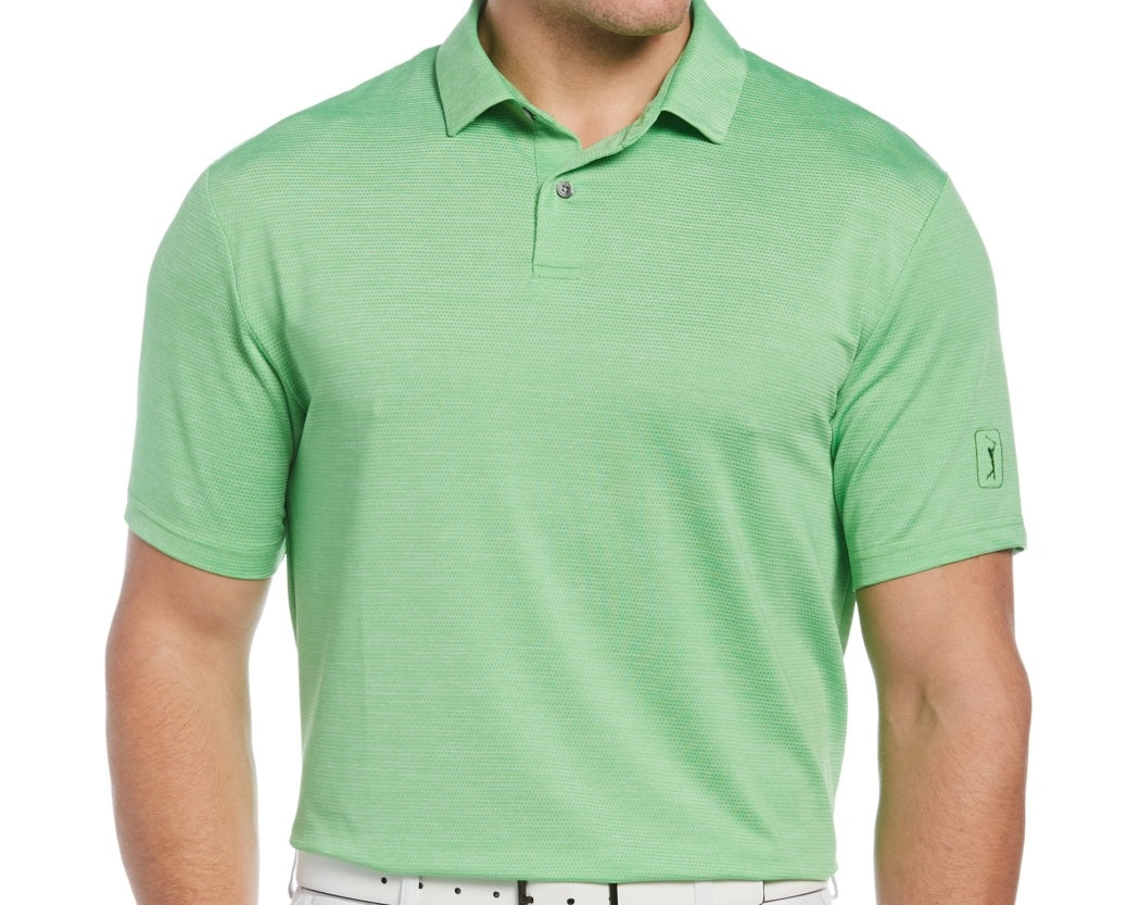 PGA Tour Men's Space Dye Texture Golf Polo Shirt Green Size Small