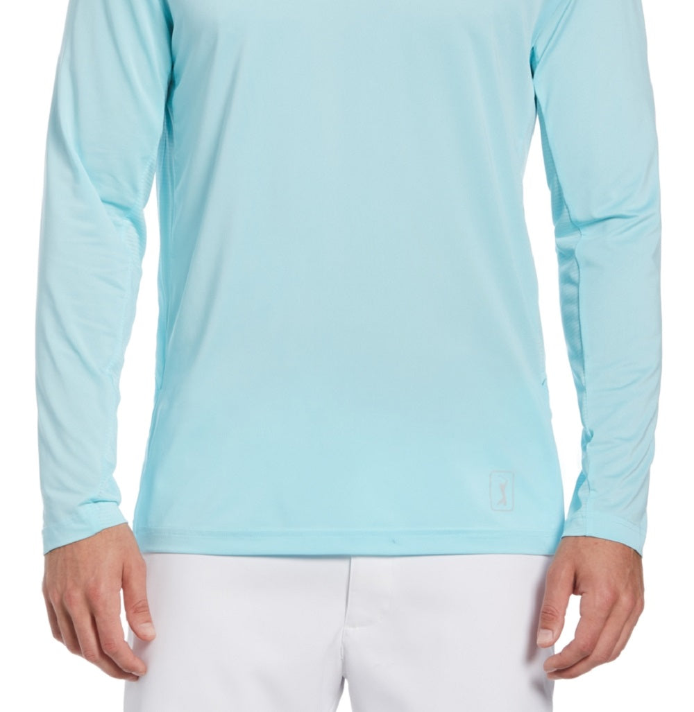 PGA Tour Men's Mixed Media Sun Protection Golf Shirt Blue Size Large
