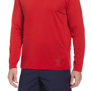 PGA Tour Men's Mixed Media Sun Protection Golf Shirt Red Size XX-Large