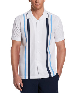 Cubavera Men's Tri Color Camp Shirt White Size XX-Large