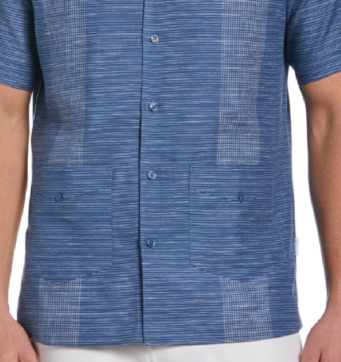 Cubavera Men's Guayabera Yarn Dyed Striped Shirt Blue Size Large