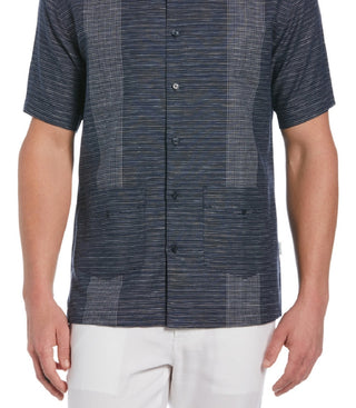 Cubavera Men's Guayabera Yarn-Dyed Striped Shirt Blue Size Medium