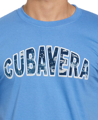 Cubavera Men's Havana Print T-Shirt Blue Size Large