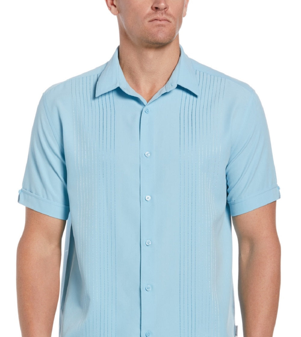 Cubavera Men's Big & Tall Textured Stripe Shirt Blue Size XXXX-Large