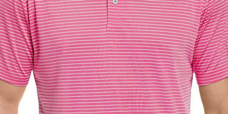 PGA TOUR Men's Single Feeder Stripe Golf Polo Pink Size Large