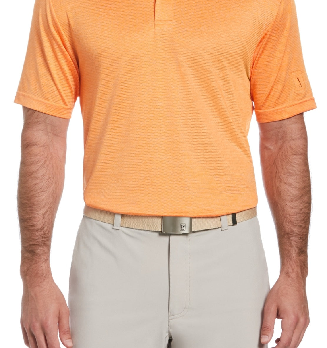 PGA Tour Men's Space Dye Texture Golf Polo Shirt Orange Size XX-Large