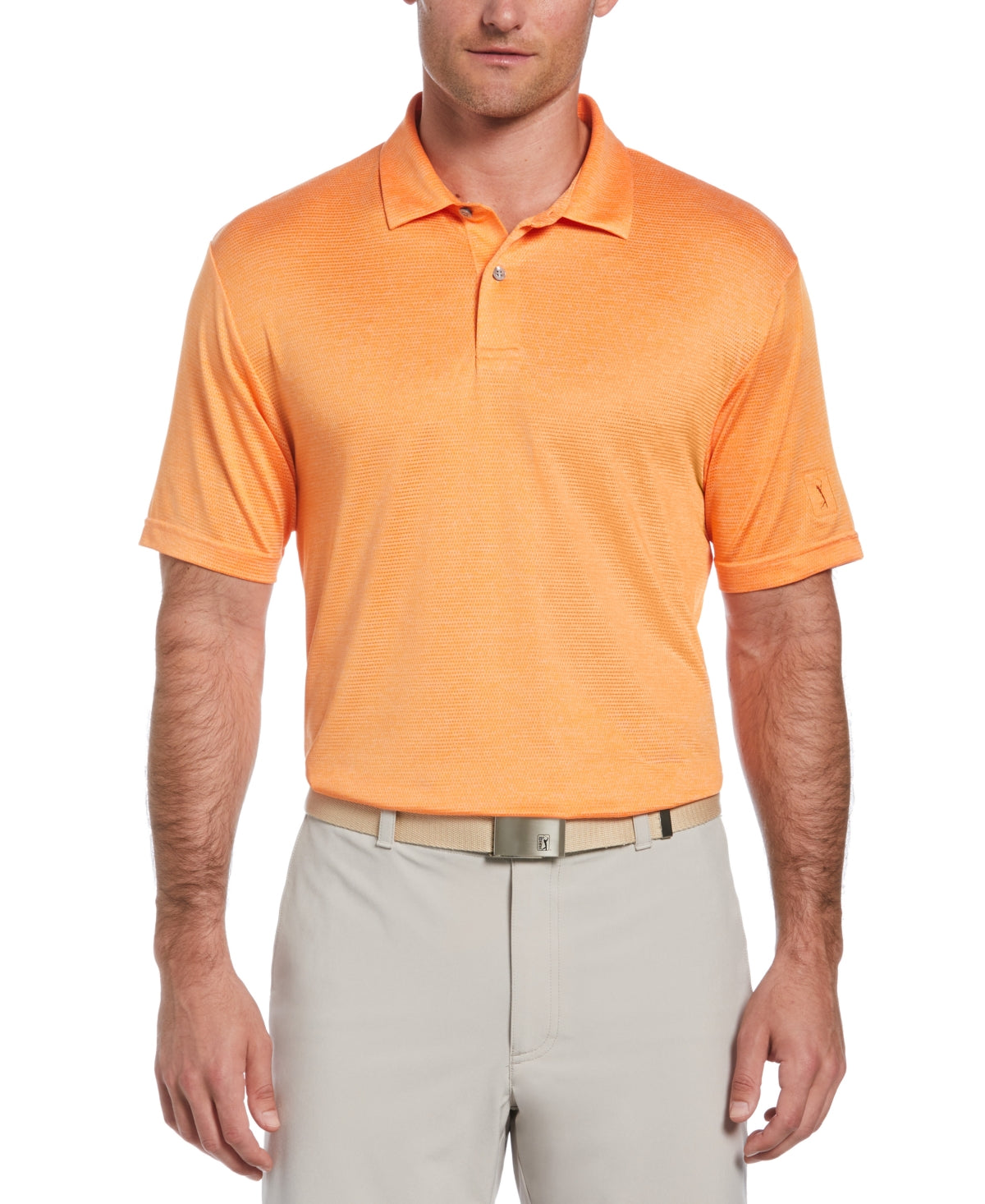 PGA Tour Men's Space Dye Texture Golf Polo Shirt Orange Size XX-Large