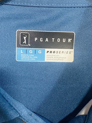 PGA Tour Men's Blurred Chest Stripe Golf Polo Blue Size Large