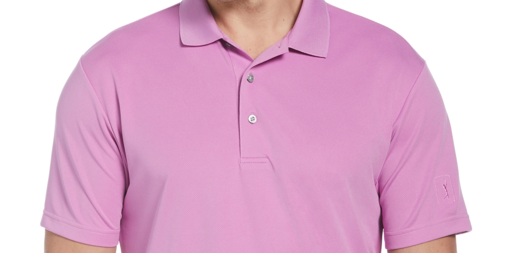 PGA Tour Men's AirFlux Golf Polo Pink Size X-Large