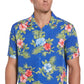 Cubavera Men's Textured Geo Floral Print Shirt Blue Size XX-Large