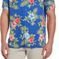 Cubavera Men's Textured Geo Floral Print Shirt Blue Size XX-Large