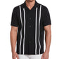 Cubavera Men's Contrasting Panel Short Sleeve Shirt Black Size Large