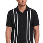 Cubavera Men's Contrasting Panel Short Sleeve Shirt Black Size Large