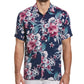 Cubavera Men's Floral Print Textured Short Sleeve Shirt Blue Size Medium
