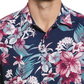 Cubavera Men's Floral Print Textured Short Sleeve Shirt Blue Size Medium