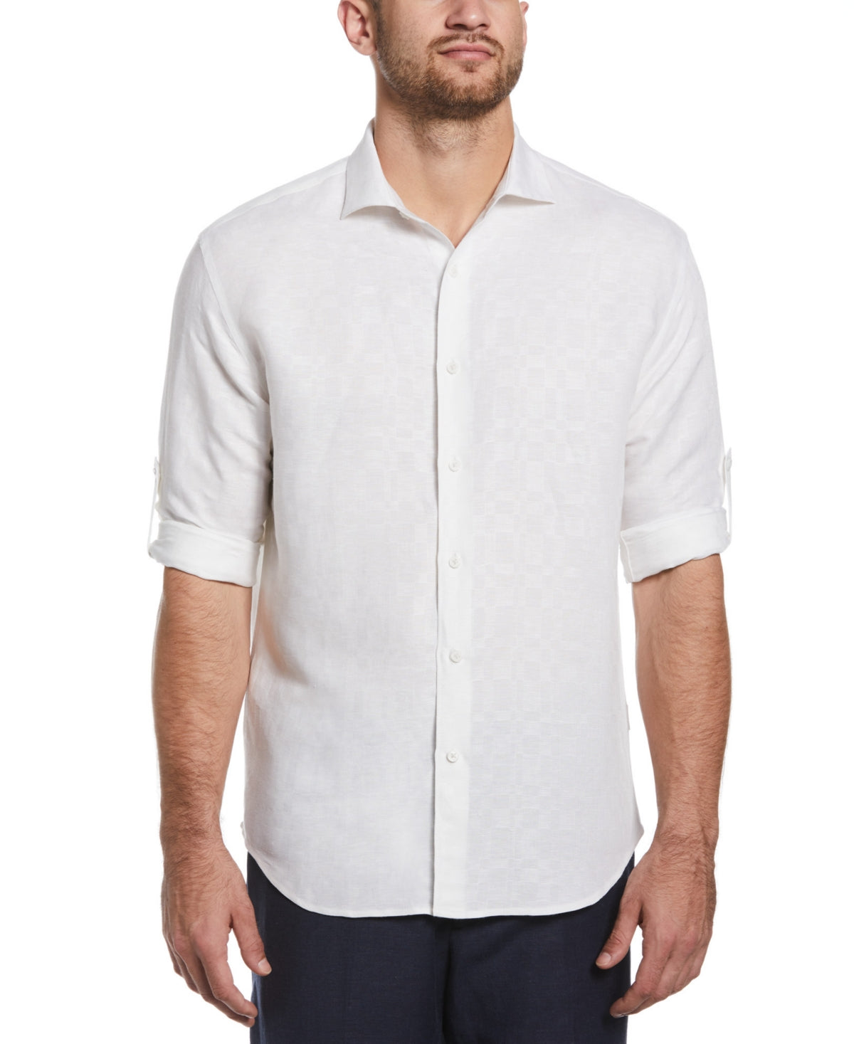 Cubavera Men's Woven Linen Button Down Shirt White Size XX-Large