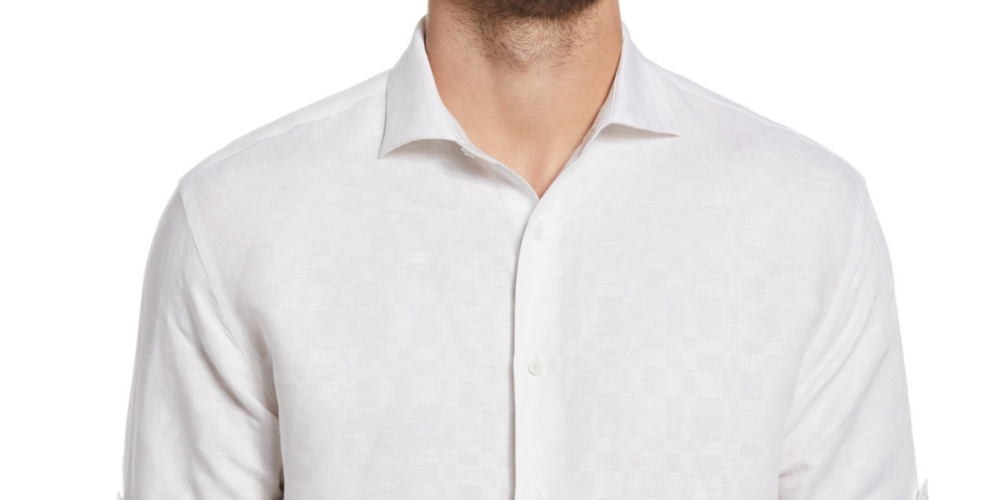 Cubavera Men's Woven Linen Button Down Shirt White Size XX-Large