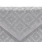 La Regale Women's Alina Diamond Crystal Envelope Bag Gray Size Regular