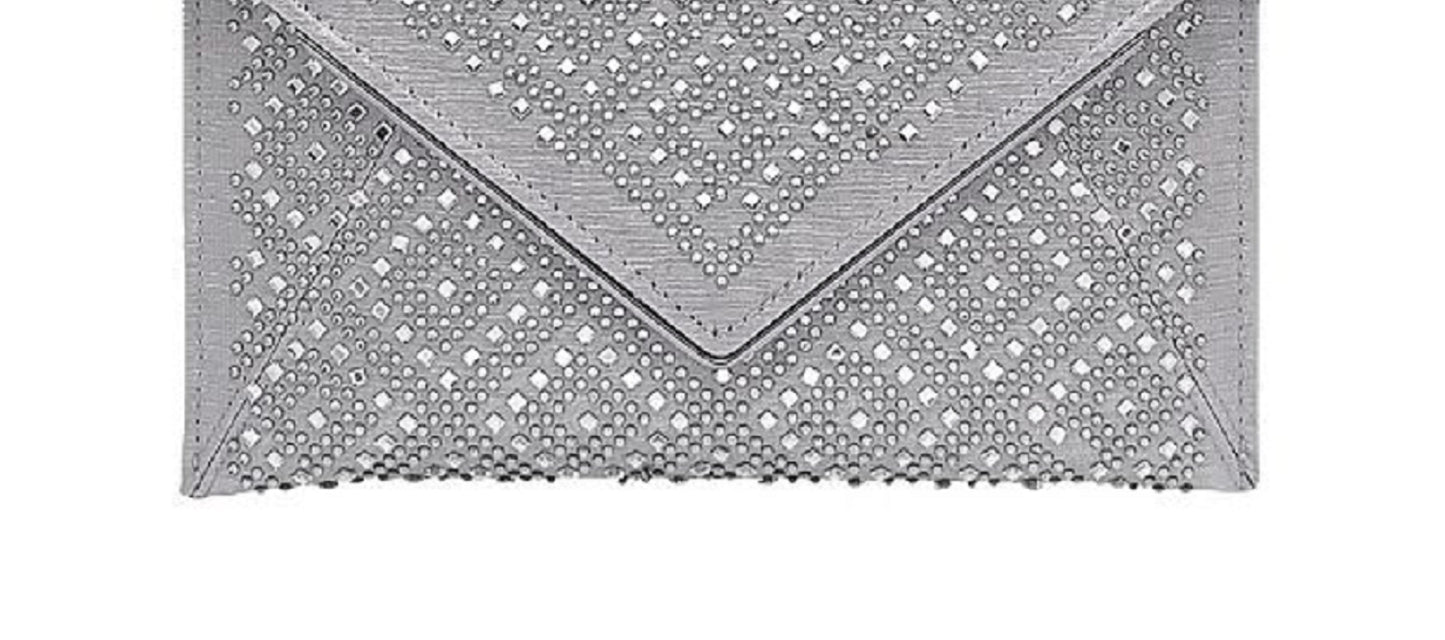 La Regale Women's Alina Diamond Crystal Envelope Bag Gray Size Regular