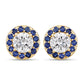 1.52 Carat Genuine Blue Sapphire and Lab Grown Diamond 14K Yellow Gold Earrings