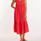 Mododoc - Button Front Tiered Midi Tank Dress