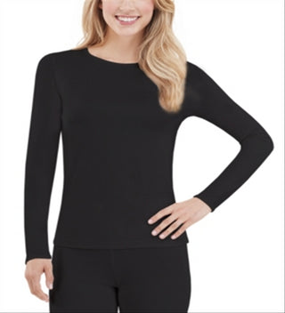 Cuddl Duds Women's Climatesmart Long Sleeve Crewneck Top Black Size Medium